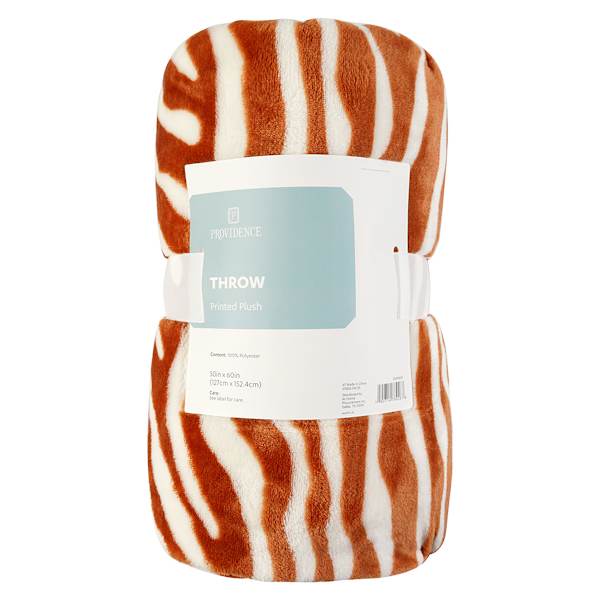 Providence Brown Zebra Printed Micro Plush Throw, 50x60