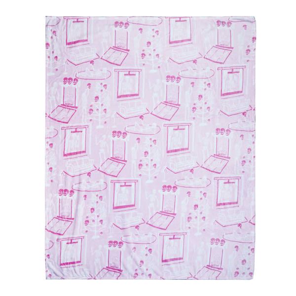 Hey Boo! Sassy Skeletons Pink Plush Throw Blanket, 50x60