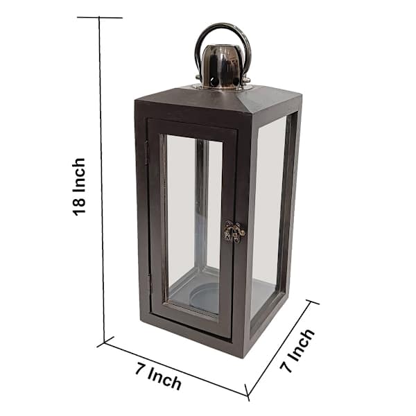 Cole Black Wood Gunmetal Lantern, 18"