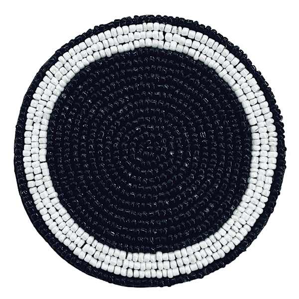 Set of 4 Black Round Beaded Coasters