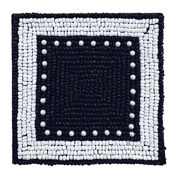 Set of 4 Black Square Beaded Coasters