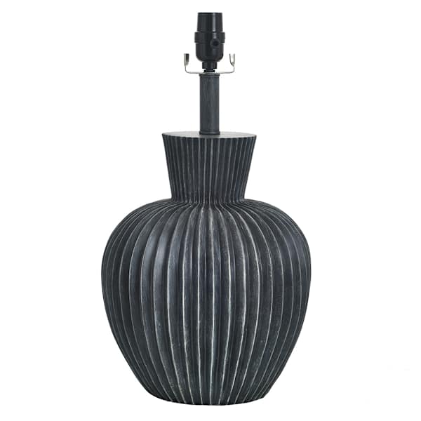 Black Resin Fluted Medium Table Lamp Base, 18.5"