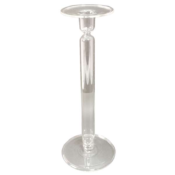 Glass Stem Pillar Candle Holder, 12"