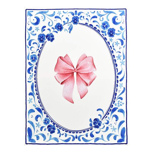 Pink Bow Canvas Wall Art, 12x16