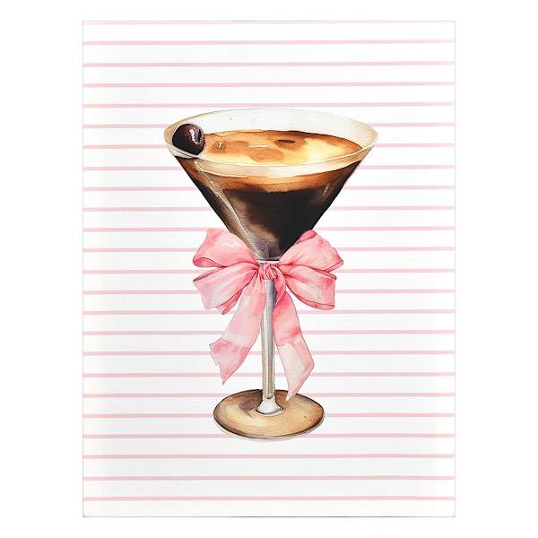 Espresso Martini with a Pink Bow Canvas Wall Art, 12x16