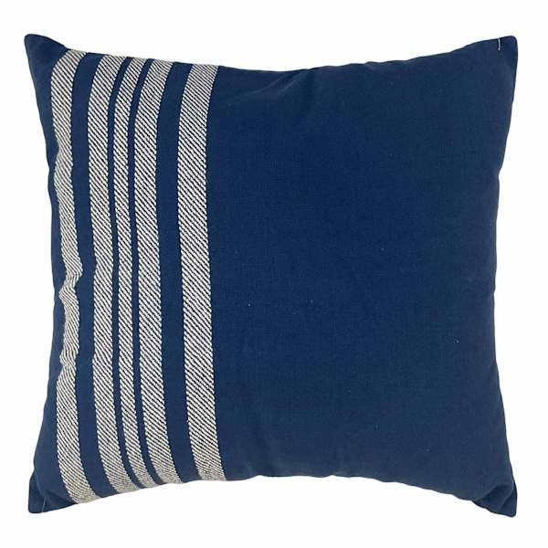 Navy Blue Woven Stripe Throw Pillow, 24"