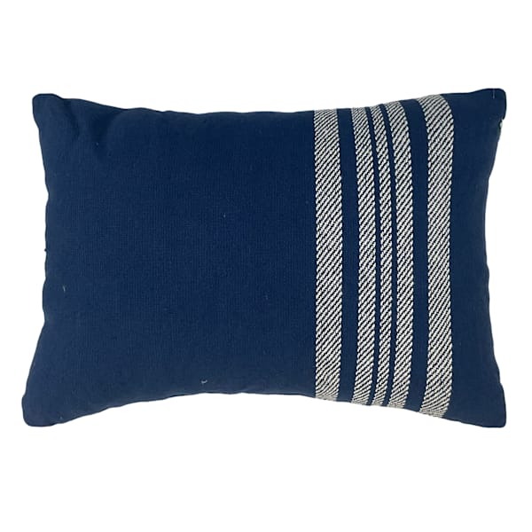 Navy Blue Striped Woven Throw Pillow, 14x20