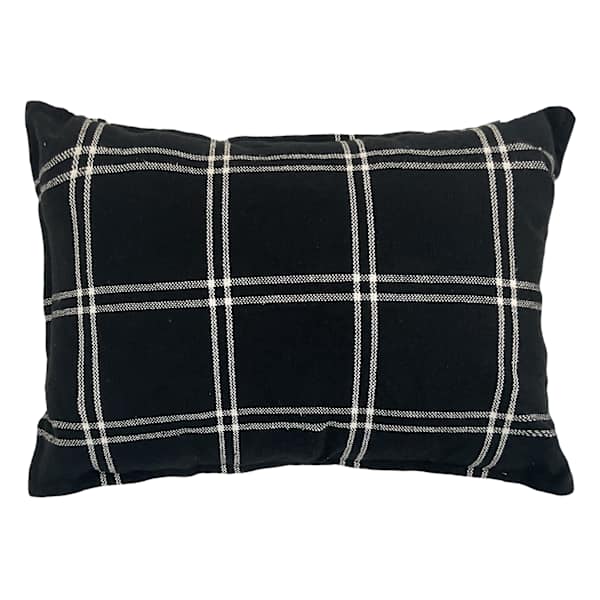 Black & White Windowpane Woven Throw Pillow, 14x20