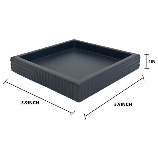Black Geometric Cement Square Trinket Tray, 6"