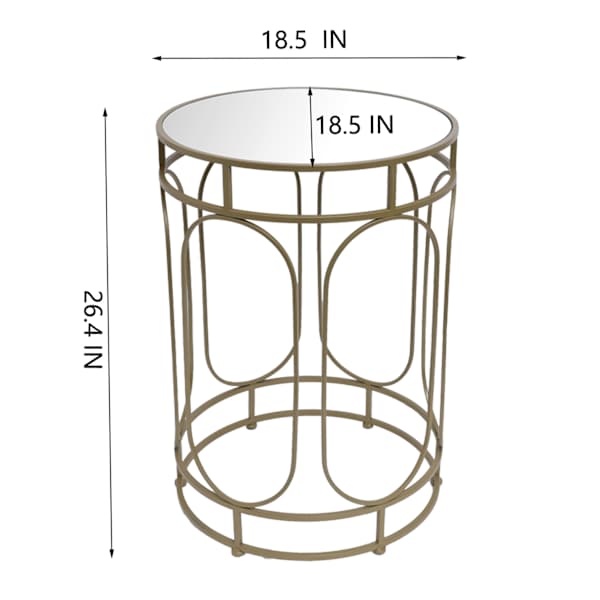 Providence Abby Mirrored Drum Accent Table, Gold