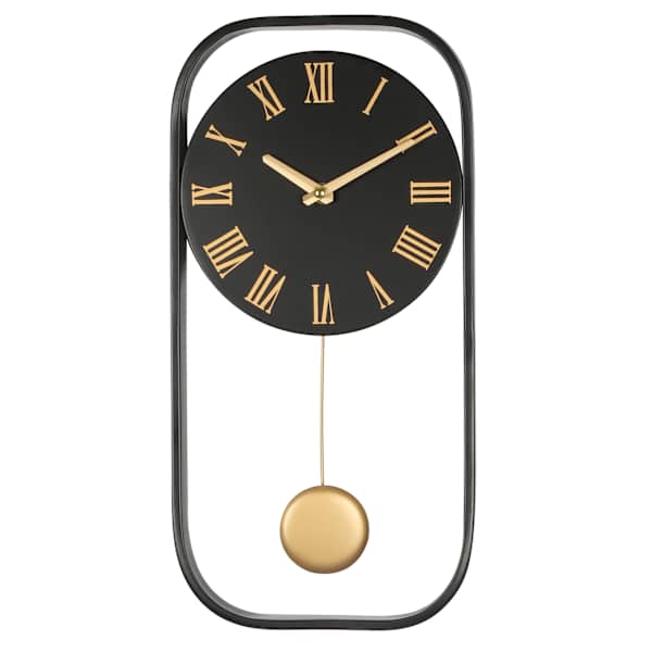 Crosby St. Black & Gold Metal Pendulum Clock, 8x16