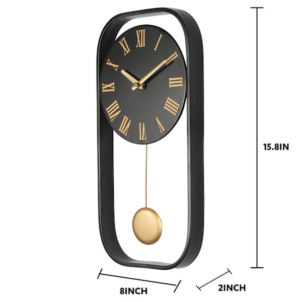 Crosby St. Black & Gold Metal Pendulum Clock, 8x16