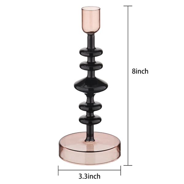 Brown Glass Candle Holder, 8"