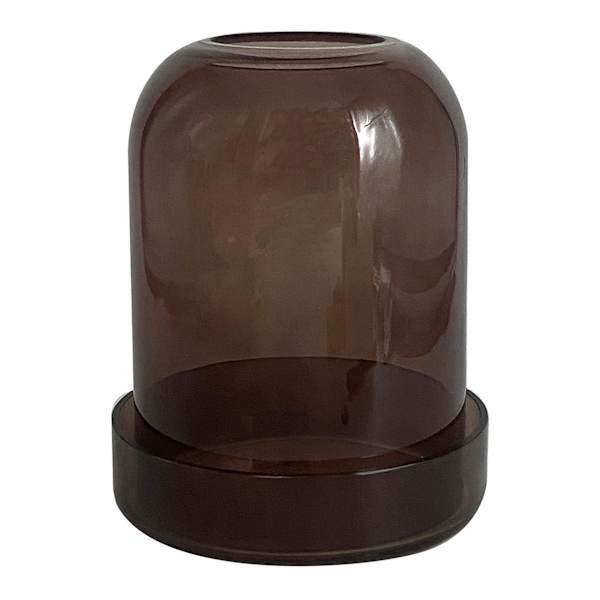 Brown Glass Candleholder, 7"