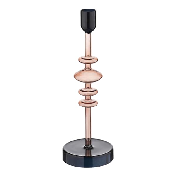 Black Brown Glass Candle Holder, 9.8"