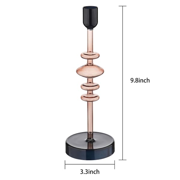 Black Brown Glass Candle Holder, 9.8"
