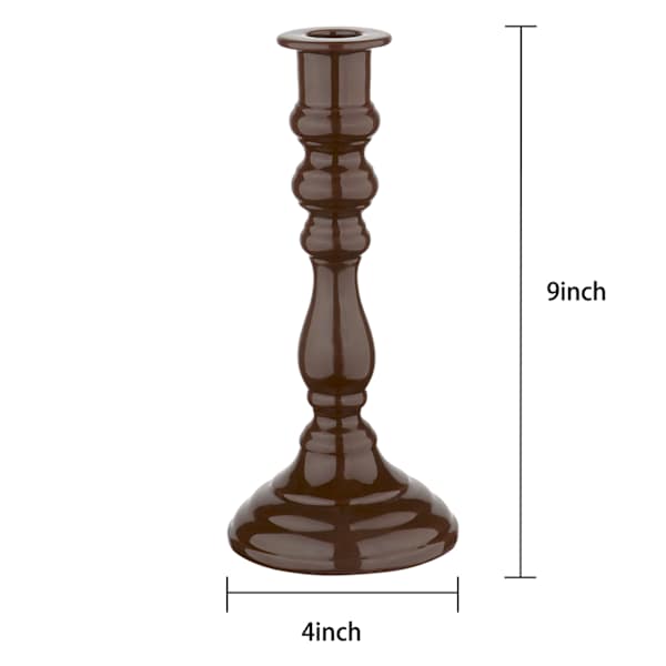 Brown Ceramic Taper Candle Holder, 9"