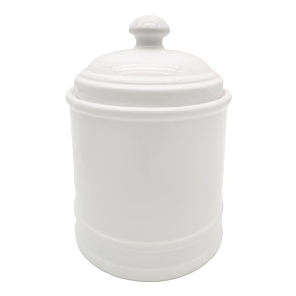 35oz Small White Ceramic Canister, 5.1x7.3