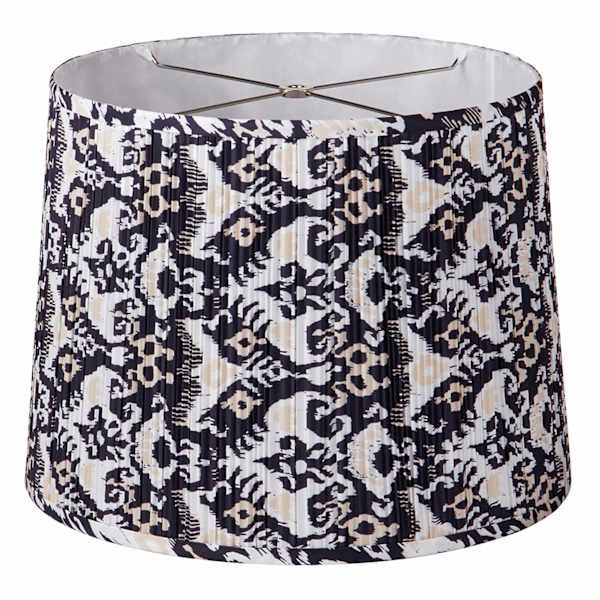 Black Pleated Patterned Tapered Medium Lamp Shade, 14x16x12