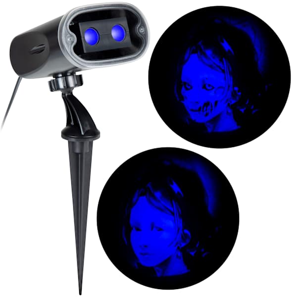 Blue Scary Female Zombie Lightshow Projection Portrait Illusions