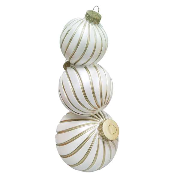 Golden Noel White & Gold Ornament Stack, 3'