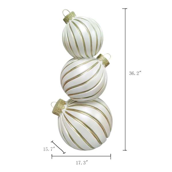 Golden Noel White & Gold Ornament Stack, 3'