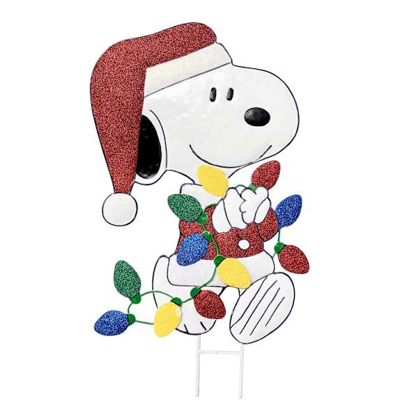 Snoopy with Christmas Lights Yard Stake, 18"