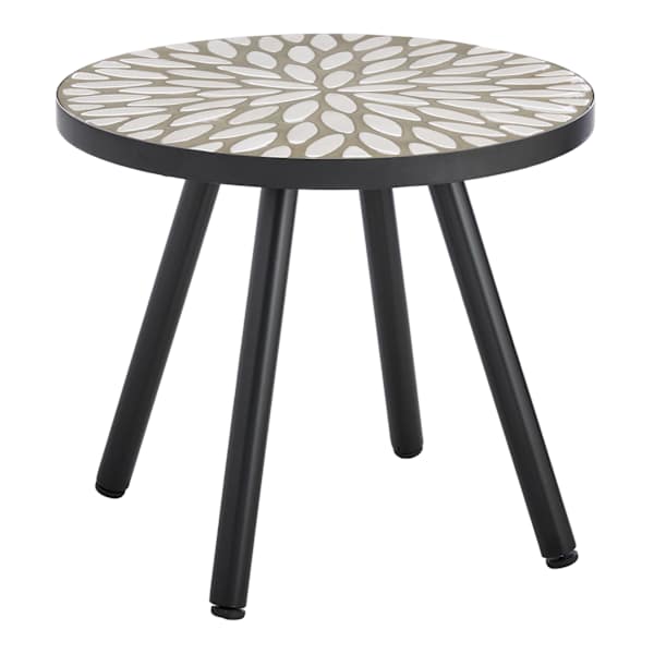 Found & Fable Mosaic Patio Side Table, White