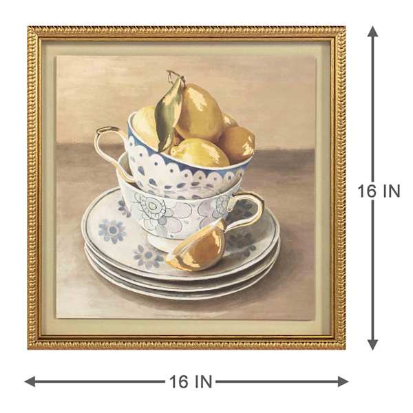 Providence Glass Framed Tea Cup Print Wall Art, 16"