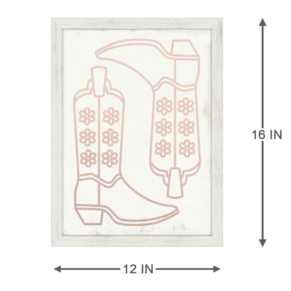 Pink Straight Fit Cowgirl Boots Framed Wall Art, 12x16