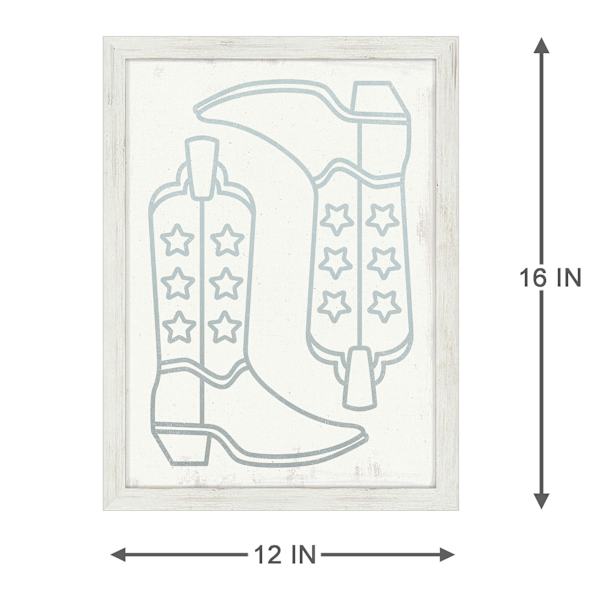 Blue Straight Fit Cowgirl Boots Framed Wall Art, 12x16