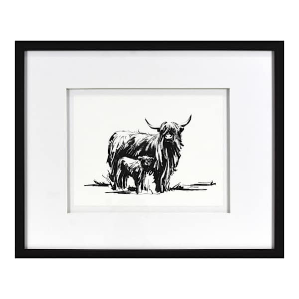 Glass Framed Cow Print Wall Art, 21x27
