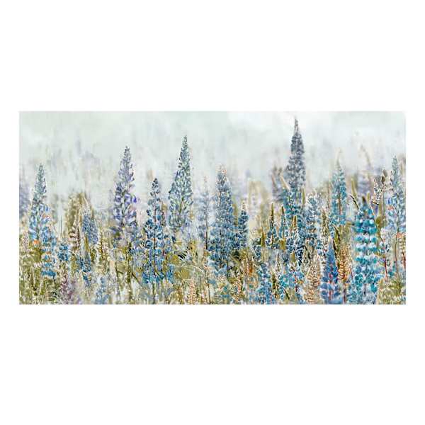 Blue Floral Canvas Wall Art, 40x20