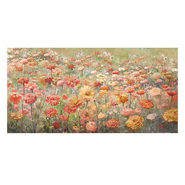 Orange Floral Canvas Wall Art, 40x20