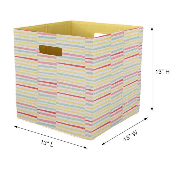 REAL SIMPLE Yellow Stripe Modular Storage Cube, 13"