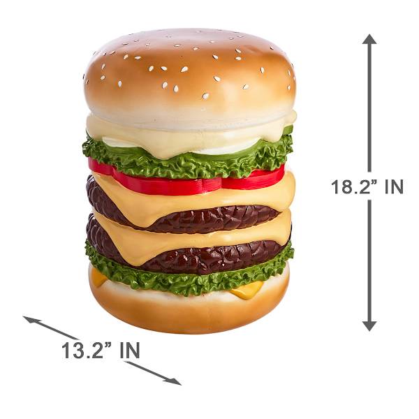 Hamburger Outdoor Garden Statue, 18"