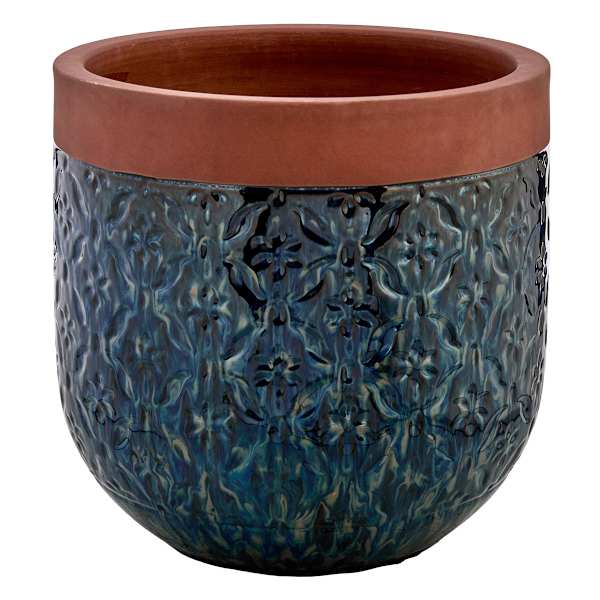 Honeybloom Blue Calista Ceramic Outdoor Planter, Large