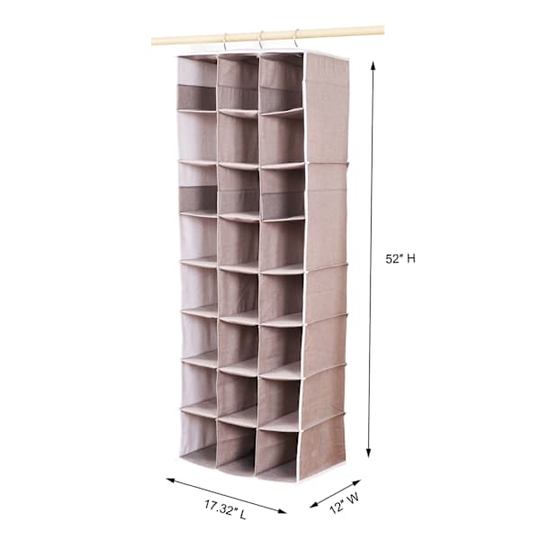 REAL SIMPLE 24-Pocket Adjustable Fabric Hanging Closet Organizer