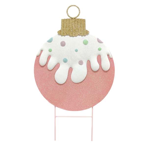 Mrs. Claus' Bakery Pink Sugared Ornament Yard Stake, 2'