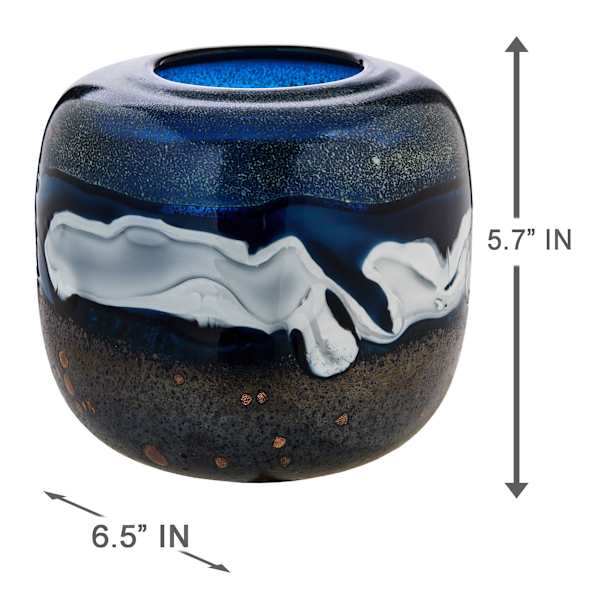 Ty Pennington Blue Art Glass Vase, 6"