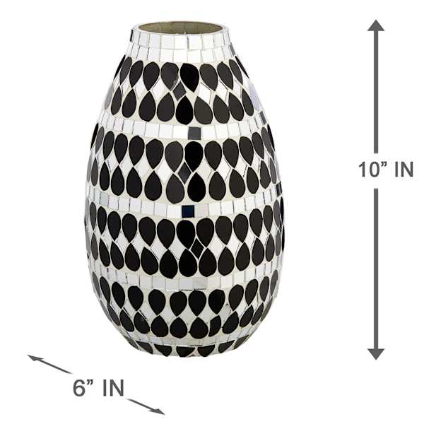 Found & Fable Black & Silver Mosaic Vase, 10"