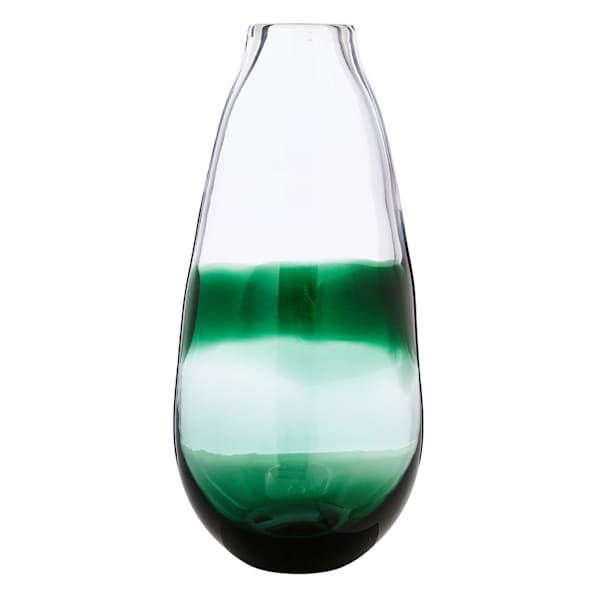 Found & Fable Green & Clear Glass Vase, 15"