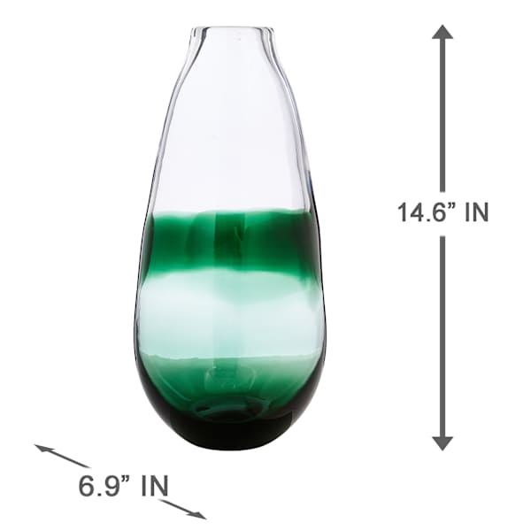 Found & Fable Green & Clear Glass Vase, 15"