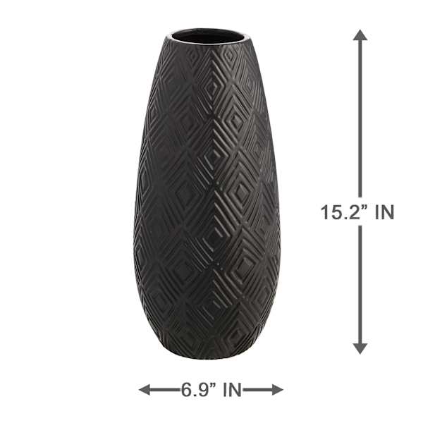Found & Fable Eileen Black Ceramic Vase, 15"