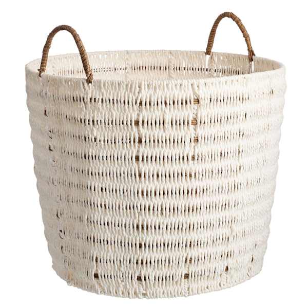 Found & Fable White Paper Rope Round Basket, Large