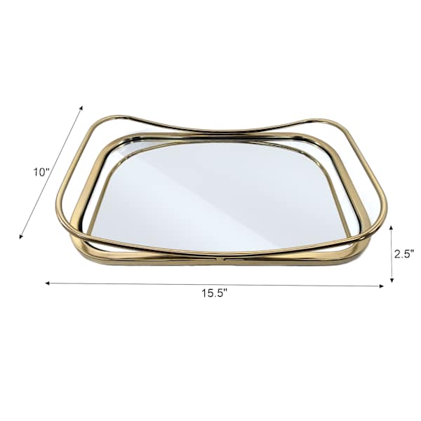 Gold Tray with Glass Insert, 15"