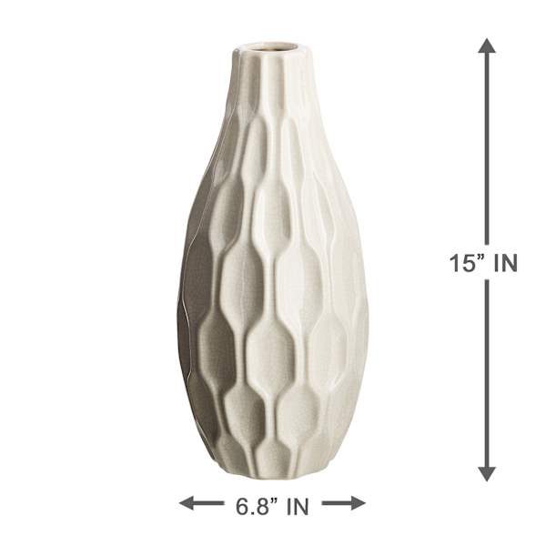 Honeybloom Katherine White Textured Vase, 15"