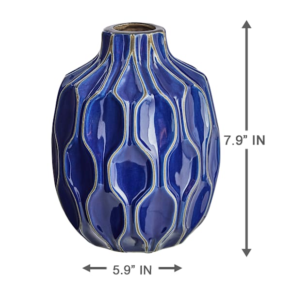 Katherine Navy Ceramic Vase, 8"