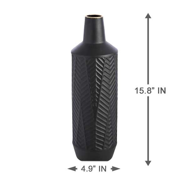 Black Metal Vase, 16"