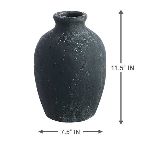 Black Cement Vase, 11.5"